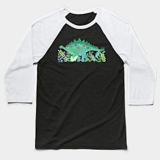 Floral dinosaur Baseball T-Shirt